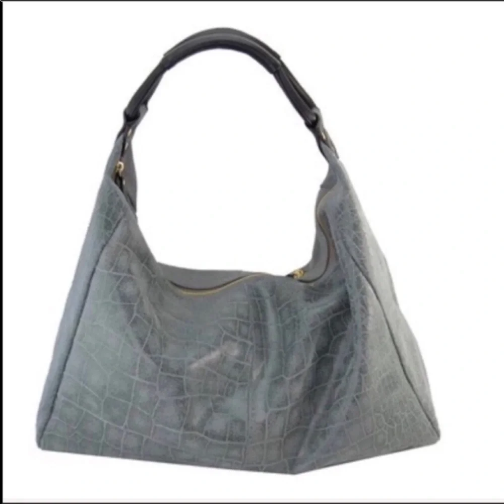 Lola Bernard Modena Croc Embossed Leather Hobo